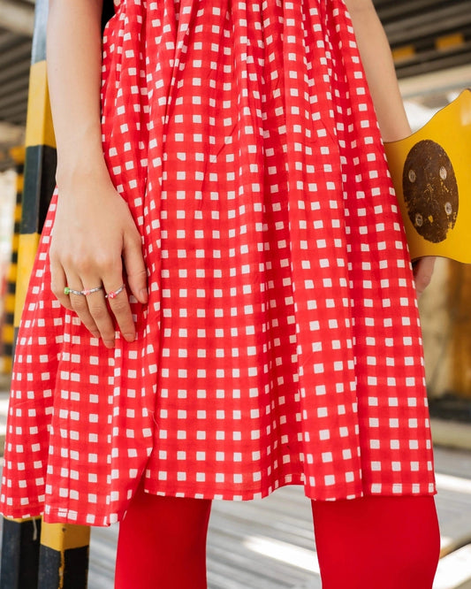 Berry Bow – Red Check Bow Dress