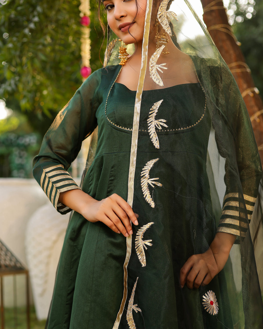 Harika Green Solid Chanderi Suit Set
