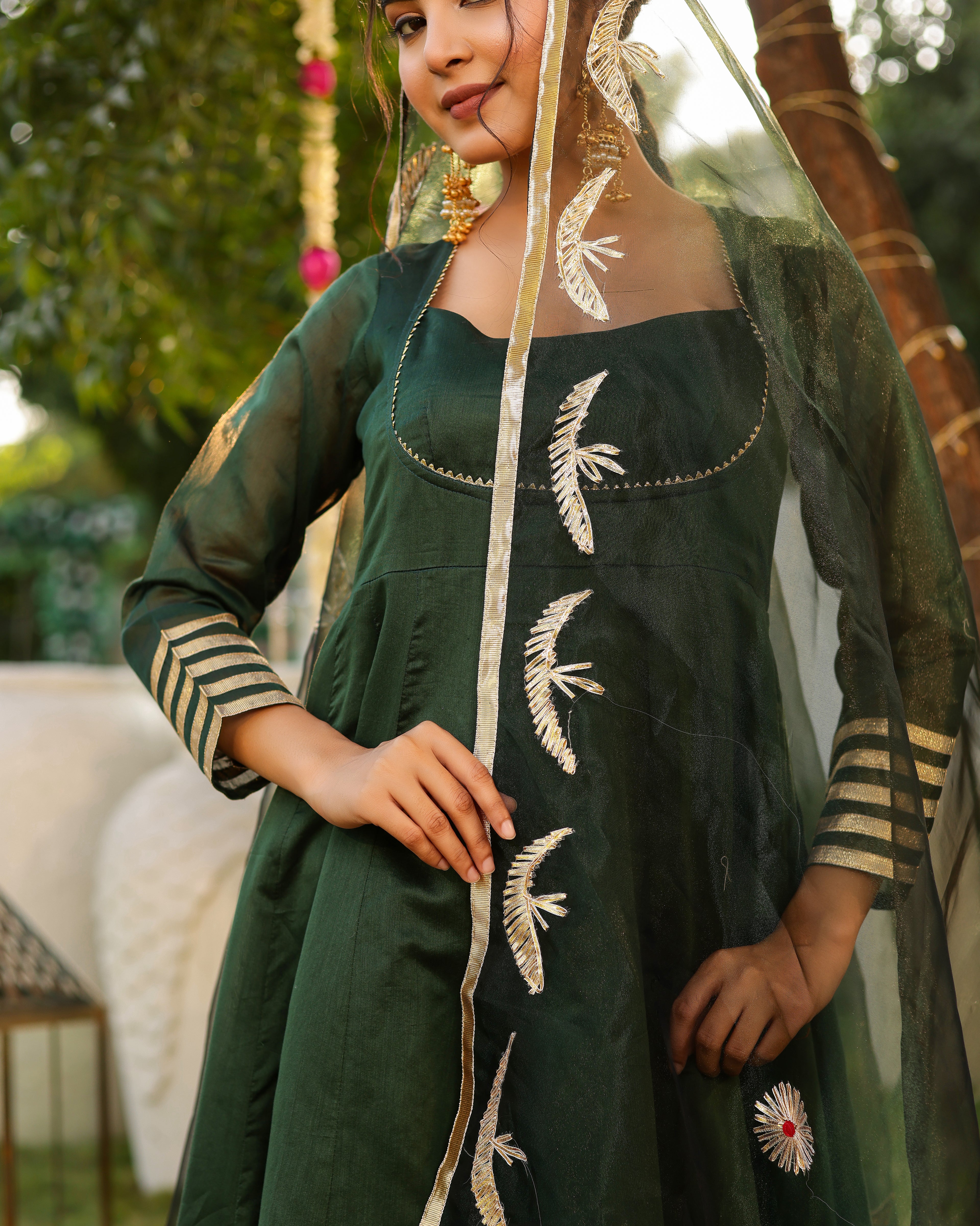 Harika Green Solid Chanderi Suit Set