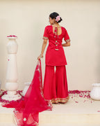 Kum Kum Royal Red Solid Sharara Set