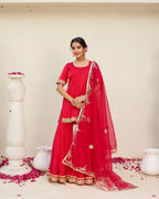 Kum Kum Royal Red Solid Sharara Set