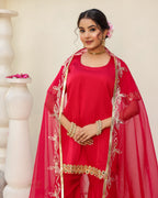 Kum Kum Royal Red Solid Sharara Set