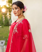 Kum Kum Royal Red Solid Sharara Set