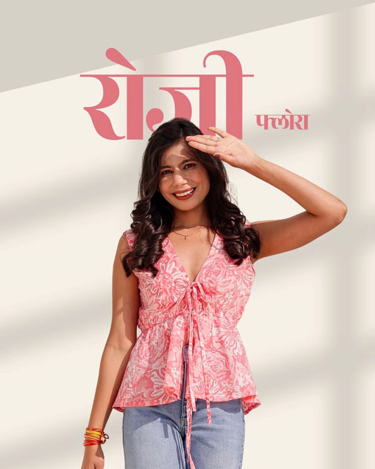 Rosy Flora tie up top
