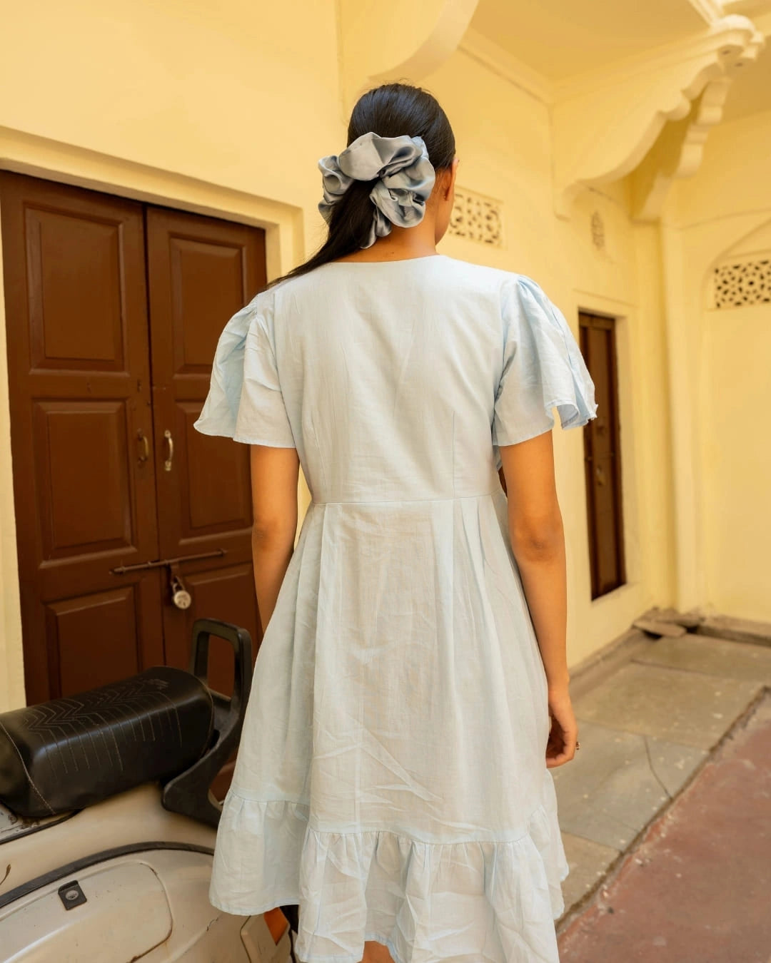 Bluebell Breeze – Sky Blue Cotton Dress