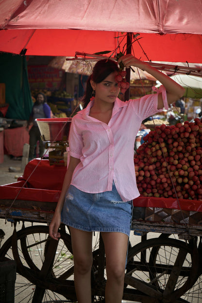 Berry Bellini – Pink Stripe Cotton Shirt