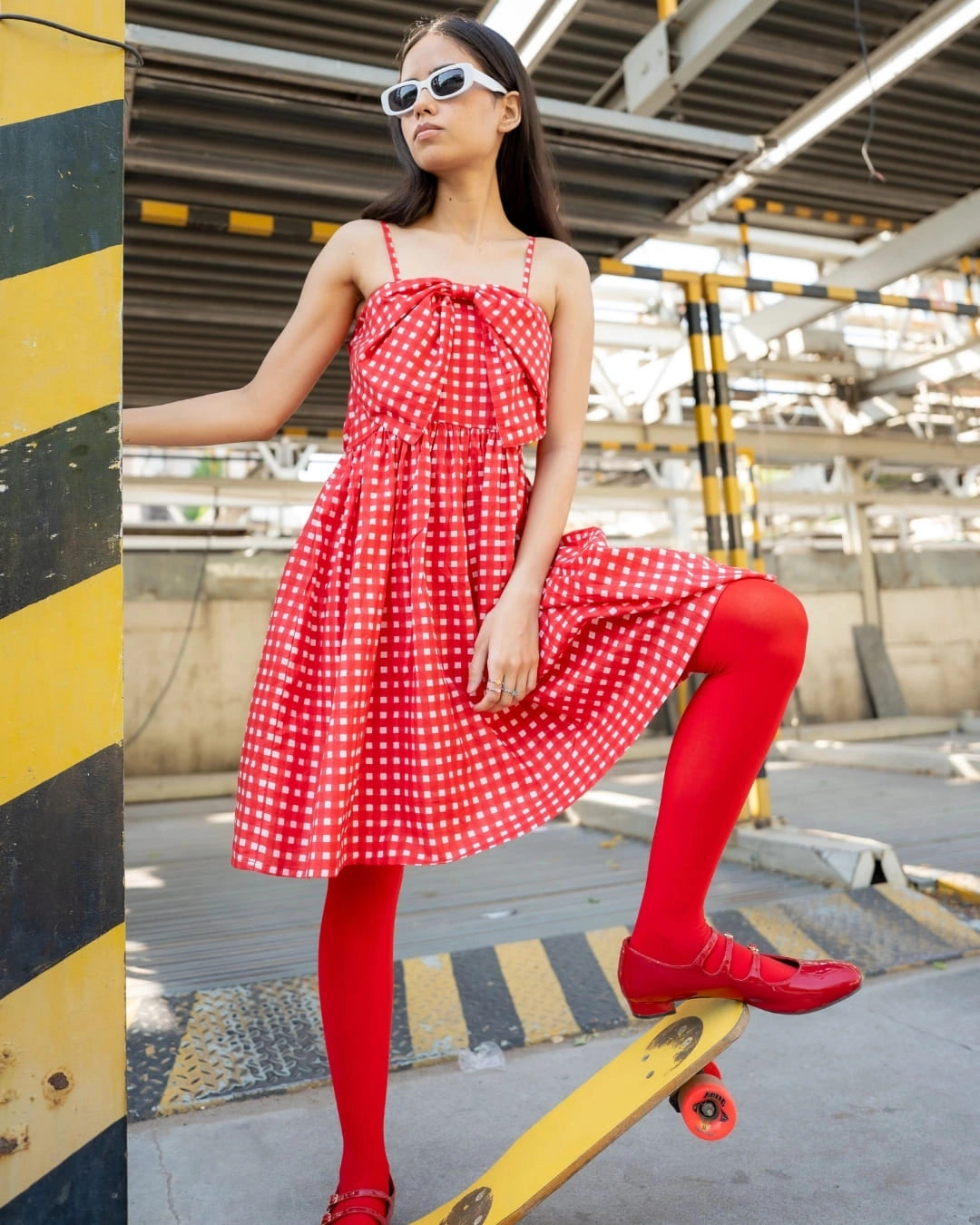 Berry Bow – Red Check Bow Dress