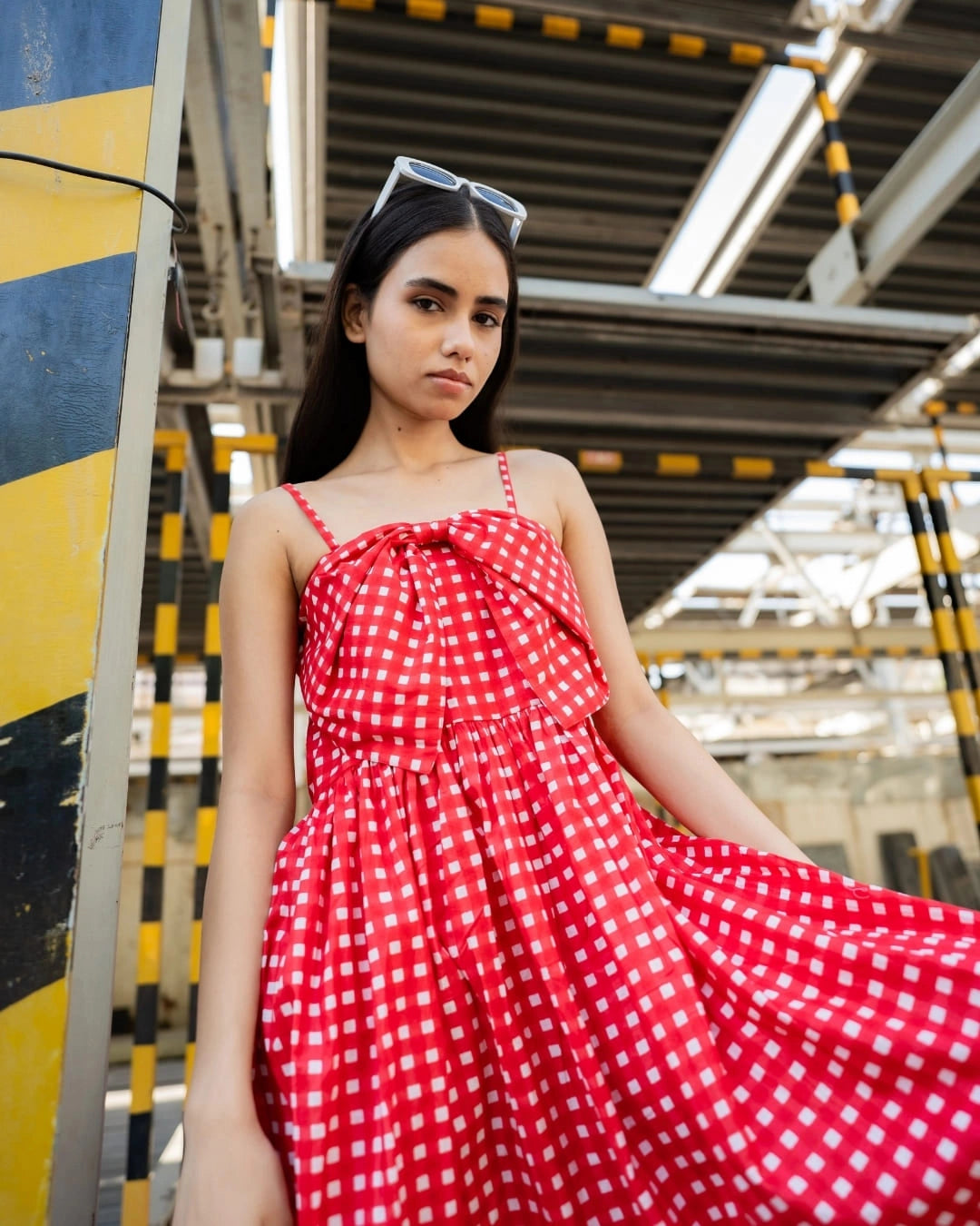 Berry Bow – Red Check Bow Dress