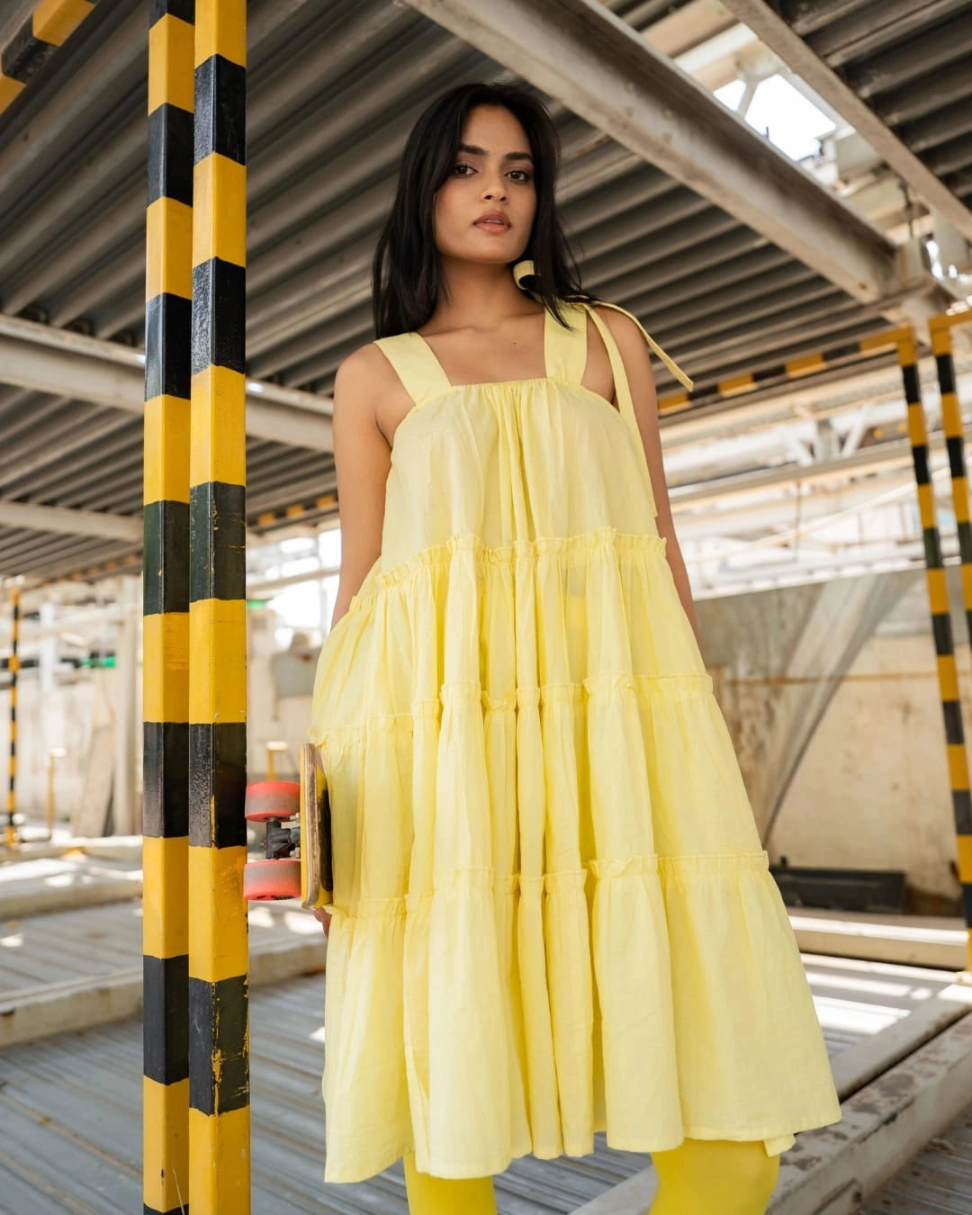 Buttercup Bliss – Yellow Tiered Cotton Dress
