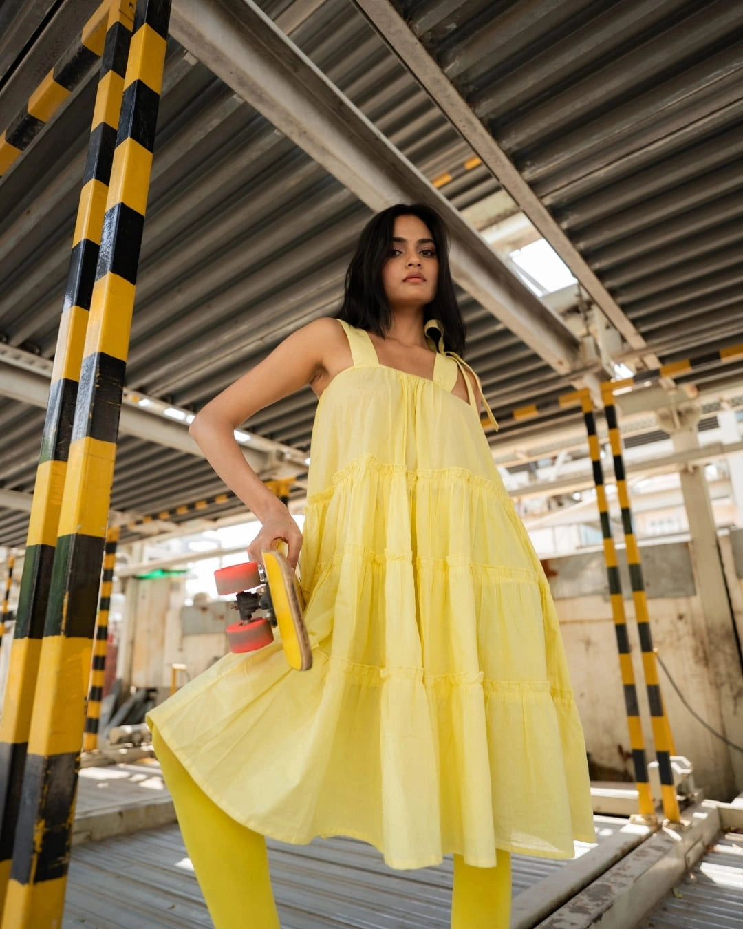 Buttercup Bliss – Yellow Tiered Cotton Dress