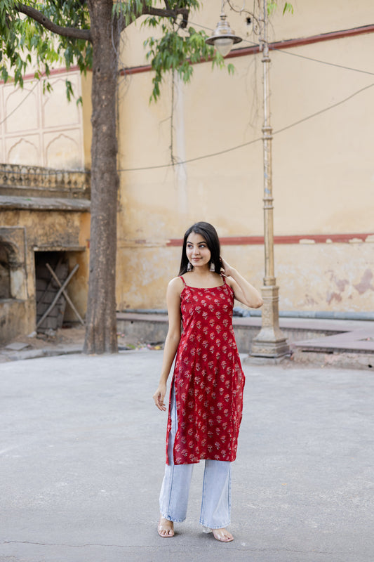 Araha Red Long Kurti
