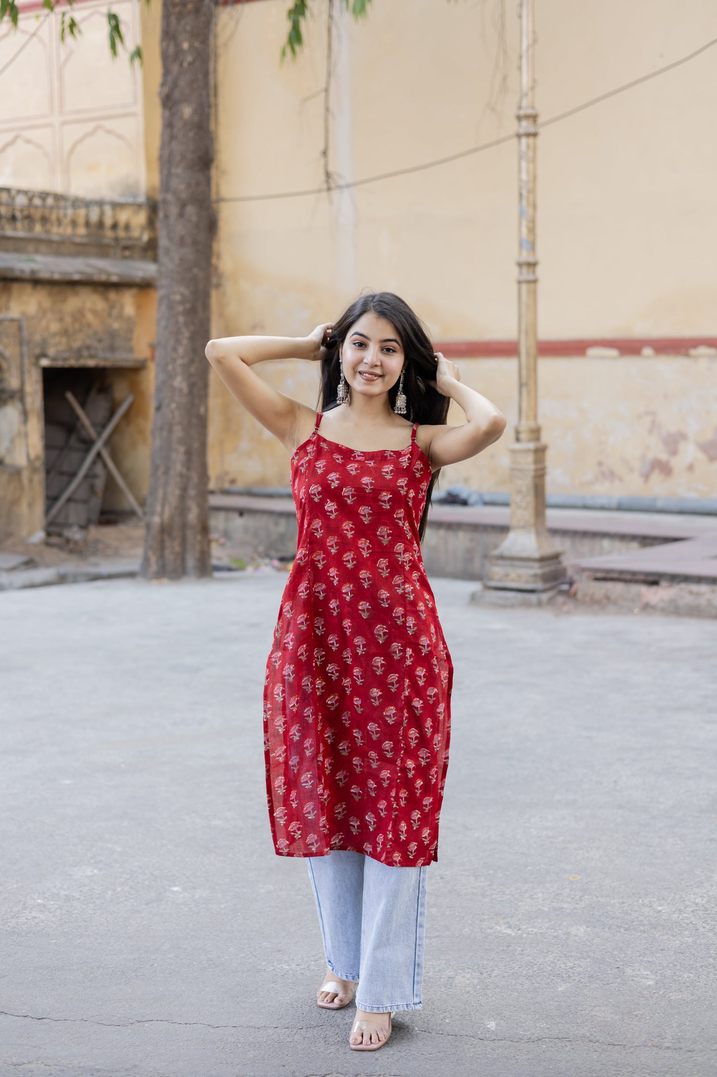 Araha Red Long Kurti