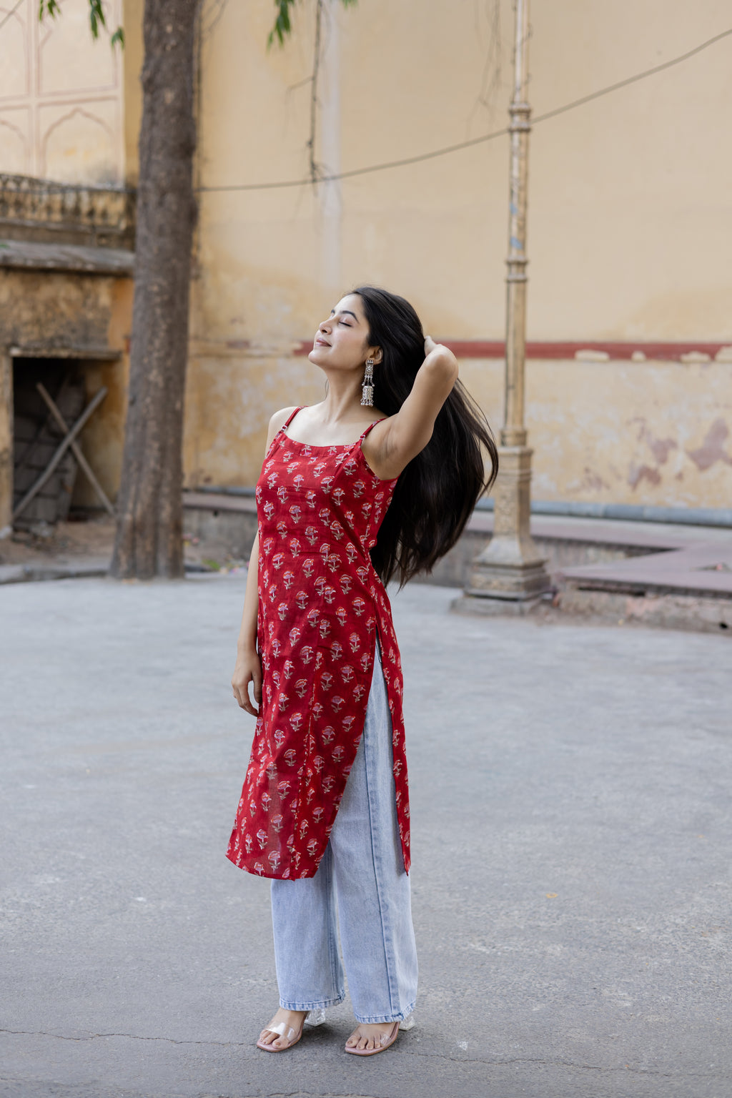 Araha Red Long Kurti