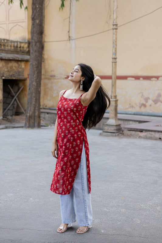 Araha Red Long Kurti