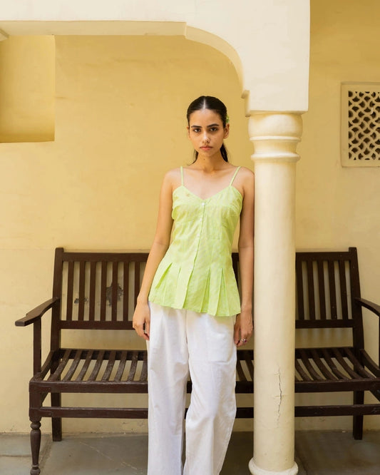 Lime Blossom – Green Gingham Peplum Dress