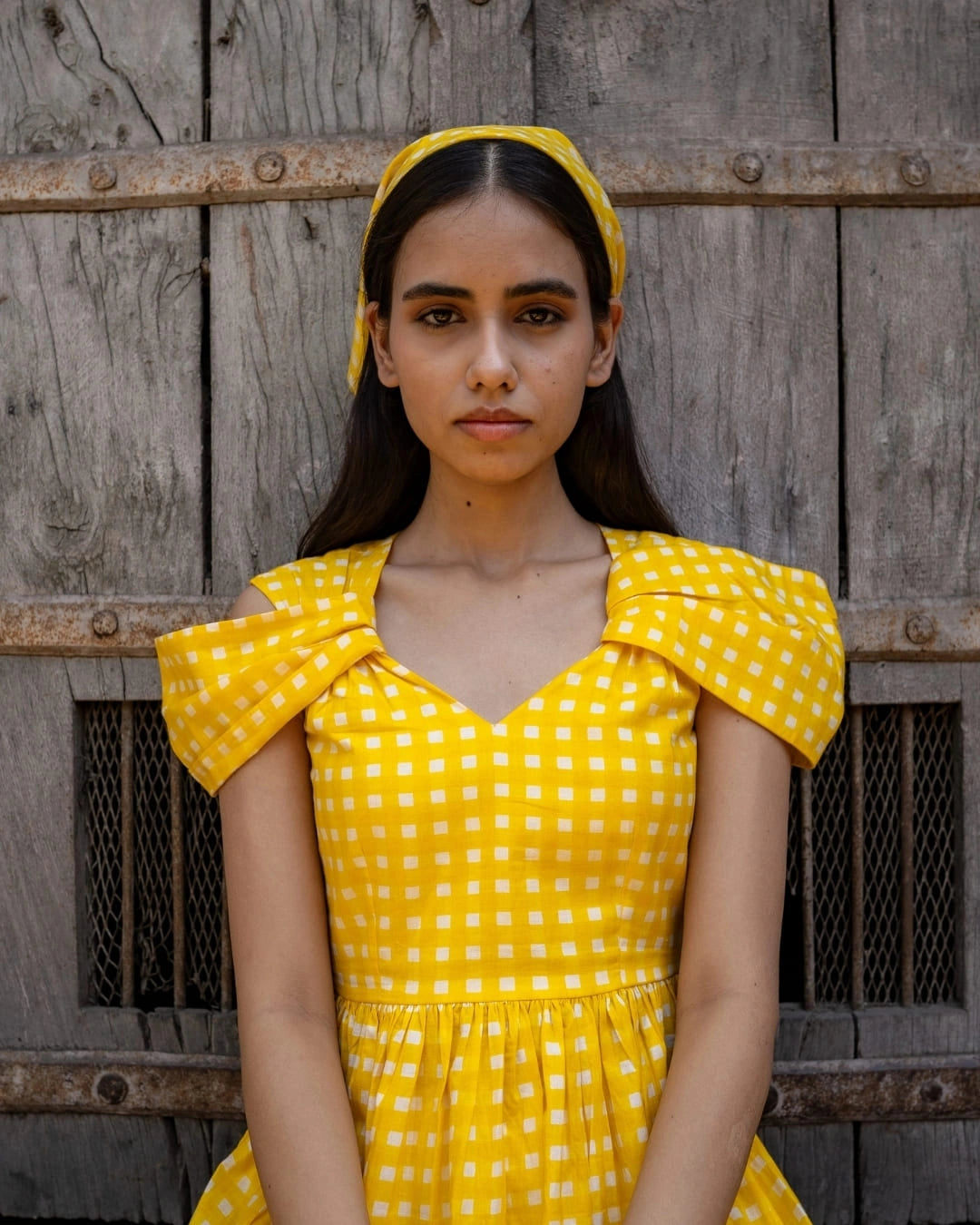 Mango Bliss – Yellow Check Maxi Dress