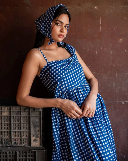 Skyberry – Blue Check Maxi Dress