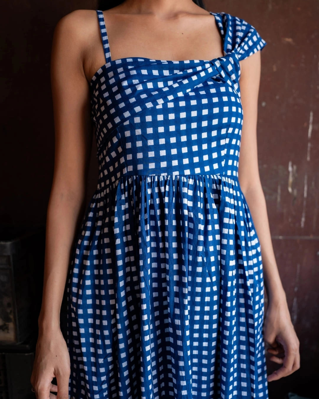Skyberry – Blue Check Maxi Dress