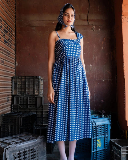 Skyberry – Blue Check Maxi Dress
