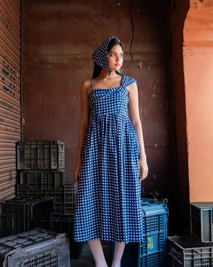 Skyberry – Blue Check Maxi Dress