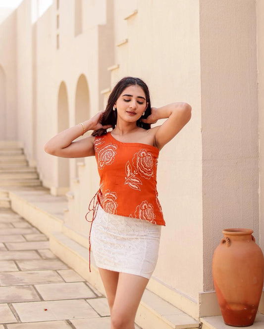 Sun Bloom One Shoulder top