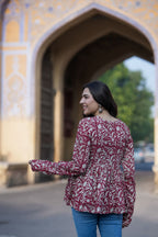 Roshni Cherry Red Cotton Top