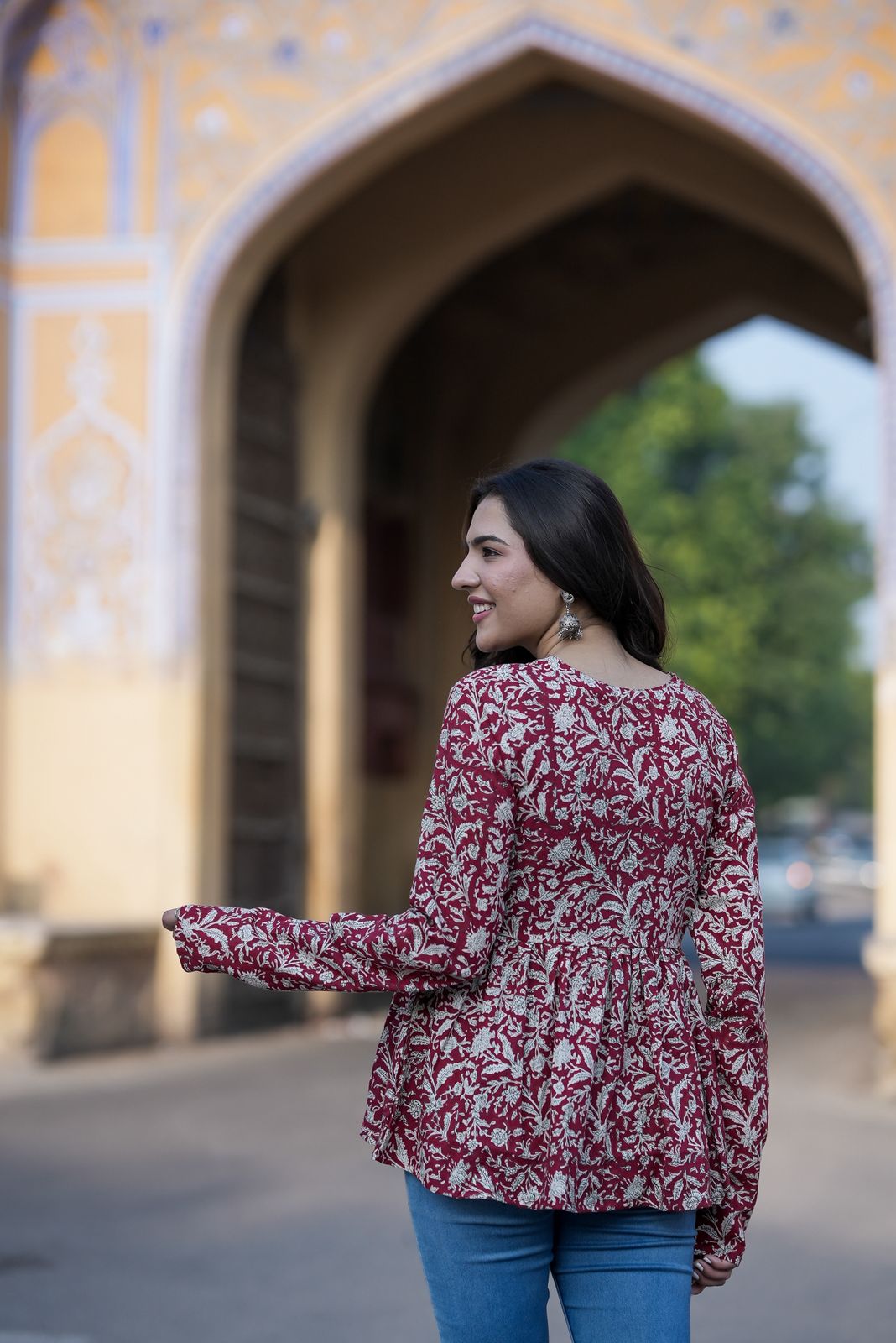 Roshni Cherry Red Cotton Top