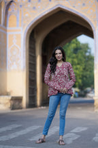 Roshni Cherry Red Cotton Top