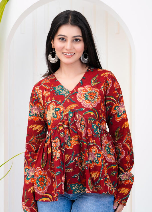Ruby Red Cotton Top