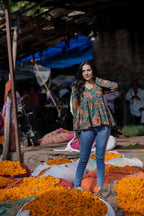 Forest Bloom Green Cotton Top