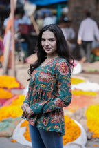 Forest Bloom Green Cotton Top