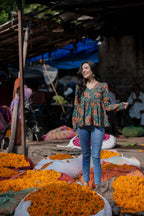 Forest Bloom Green Cotton Top
