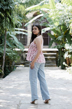 Baby Pink Block Print Cotton Top