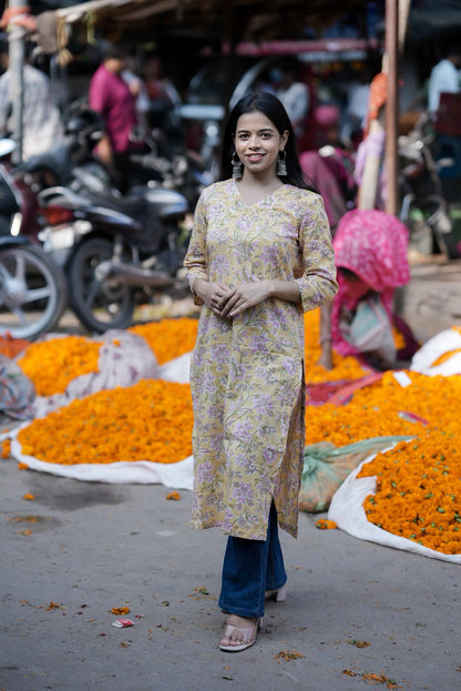 Pastel Yellow Kurti