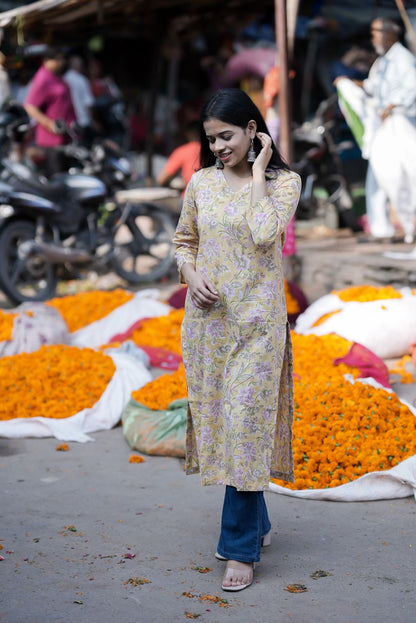 Pastel Yellow Kurti