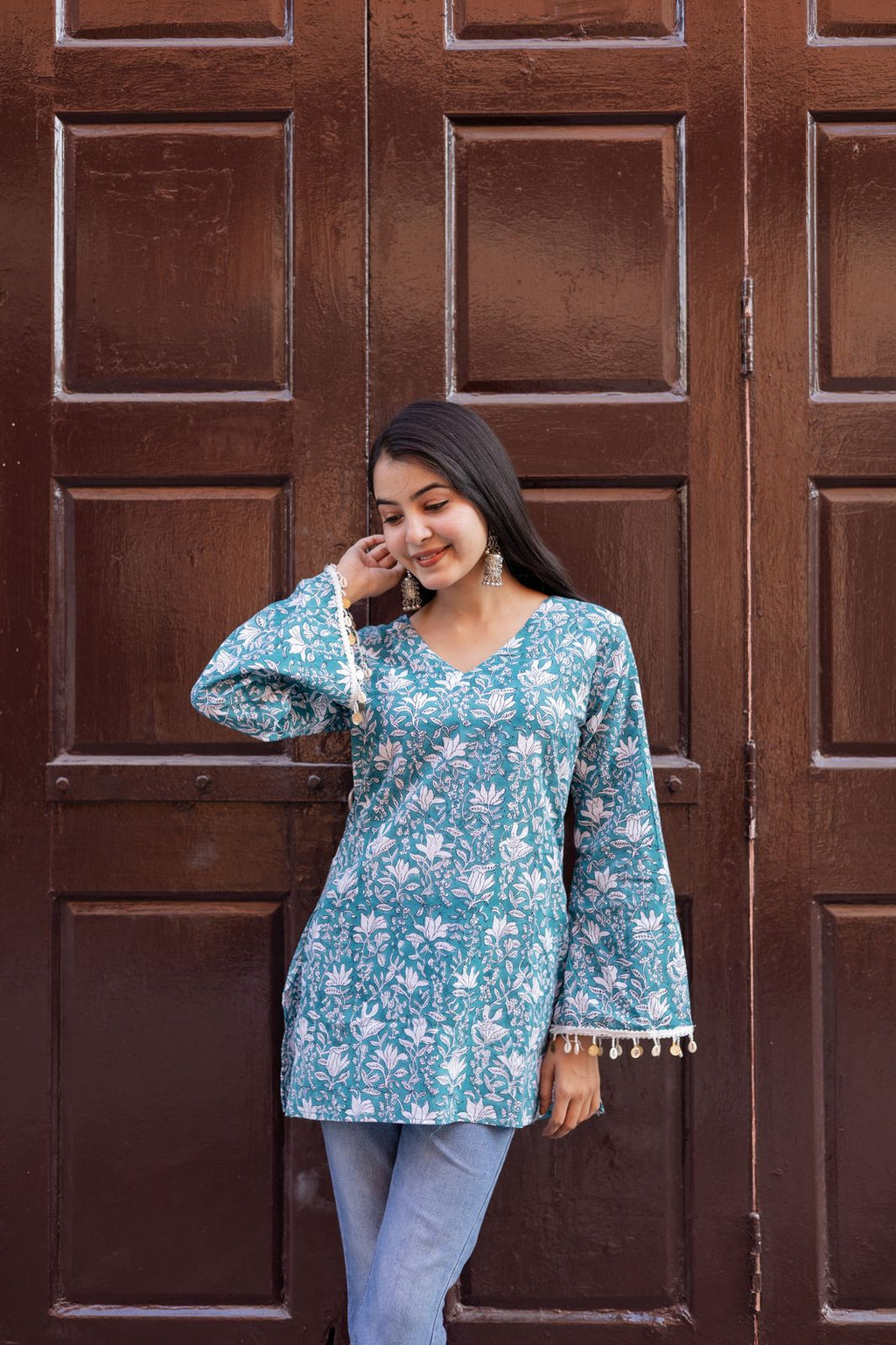 Aqua Blue Short Kurti