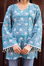 Aqua Blue Short Kurti