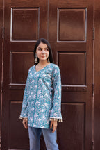 Aqua Blue Short Kurti