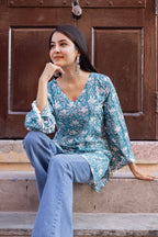 Aqua Blue Short Kurti