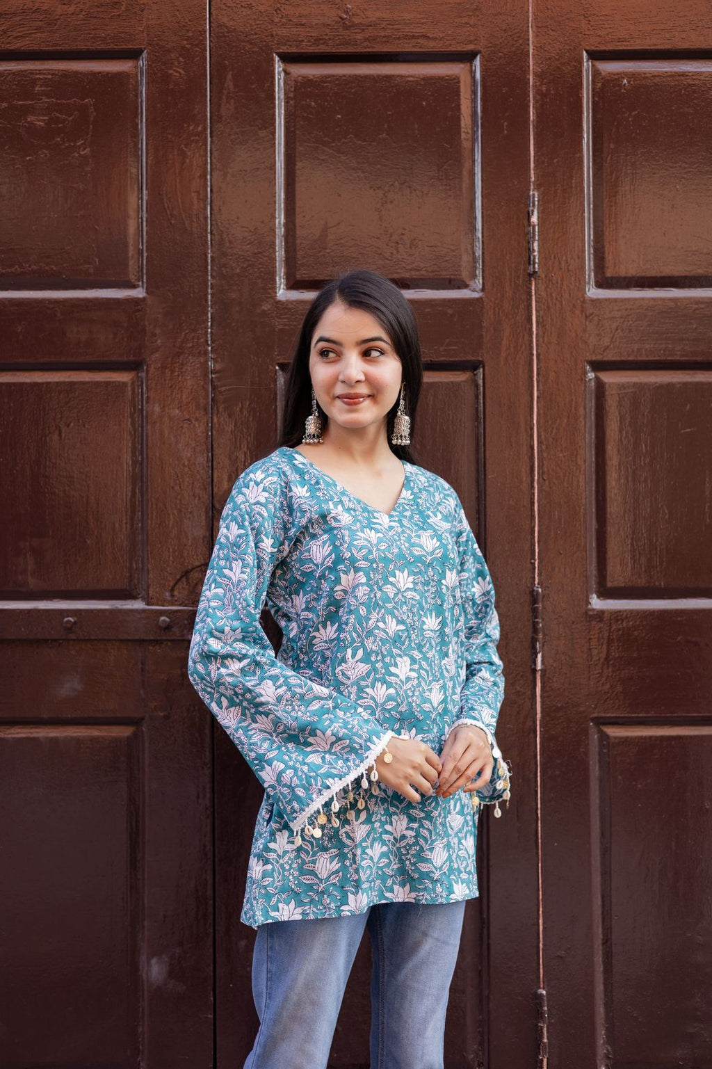 Aqua Blue Short Kurti