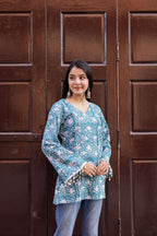 Aqua Blue Short Kurti