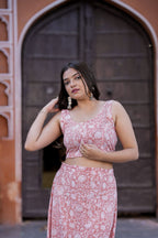 Peach Beach Co-Ord Slit Skirt Set