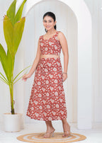 Sunshine Red Co-Ord Slit Skirt Set