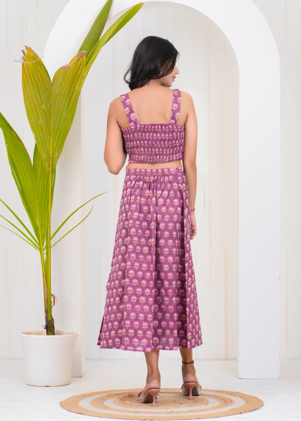 Purple Co-Ord Slit Skirt Set