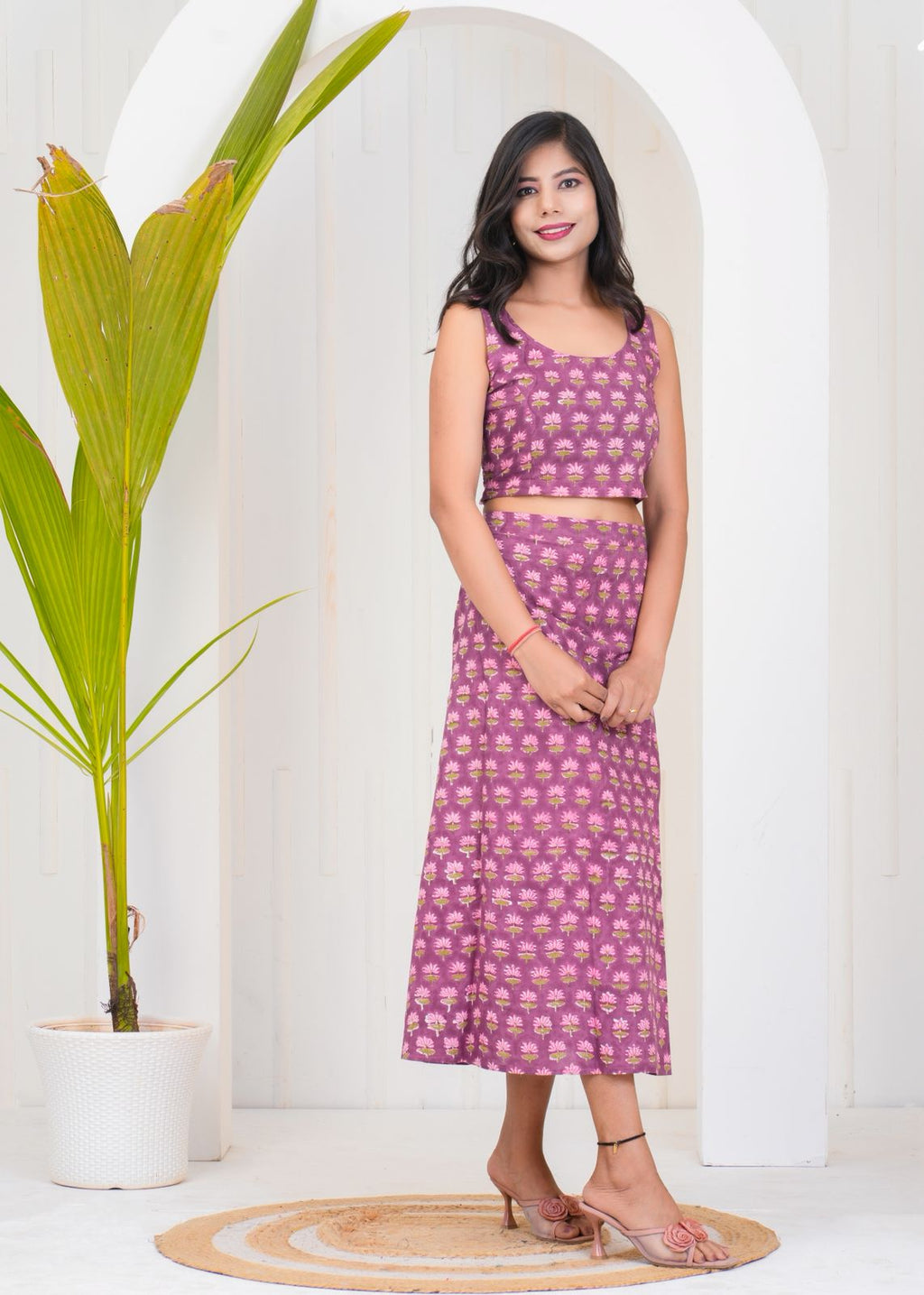 Purple Co-Ord Slit Skirt Set