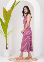 Purple Co-Ord Slit Skirt Set