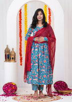 Blue Anarkali Suit Set