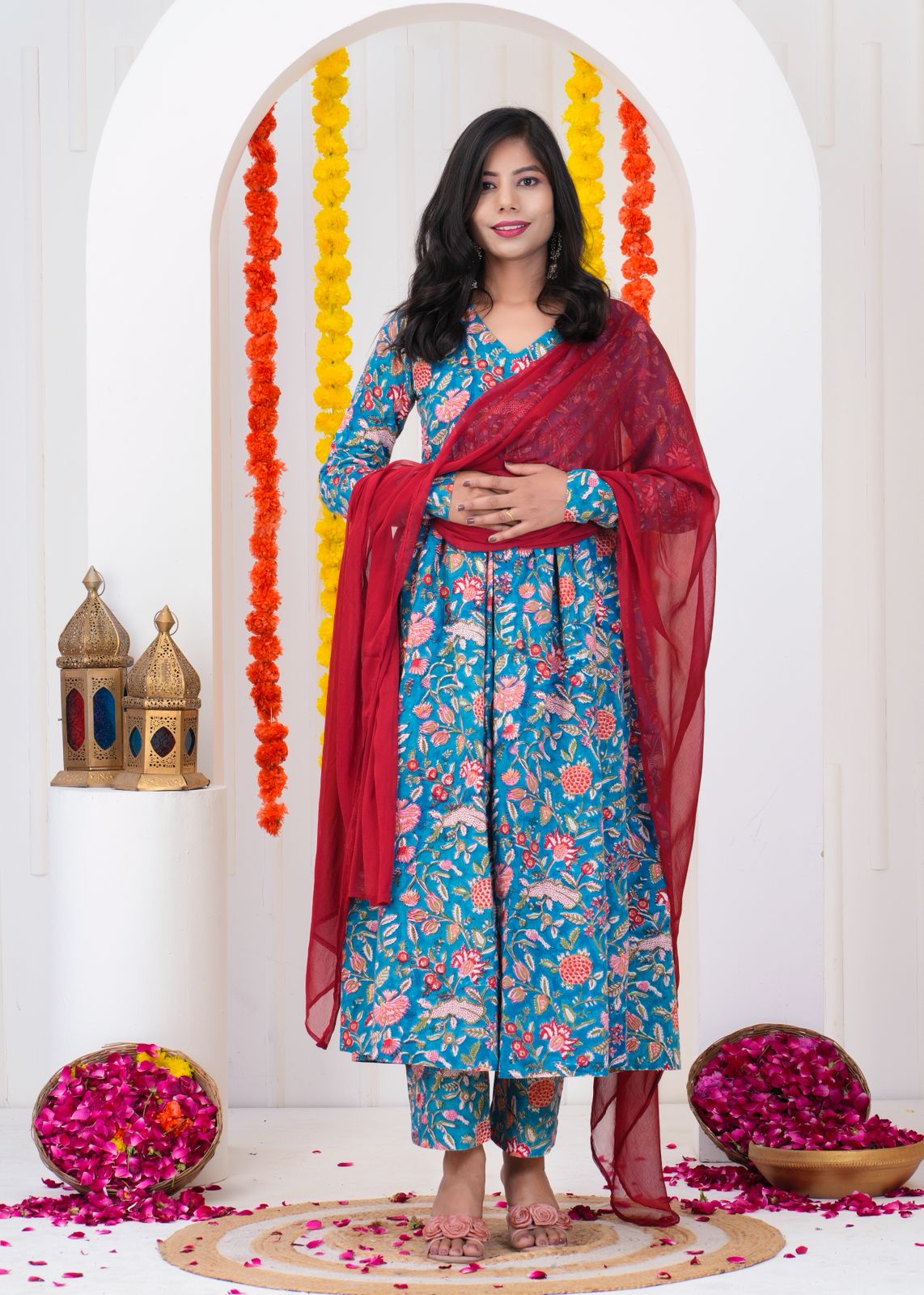 Blue Anarkali Suit Set