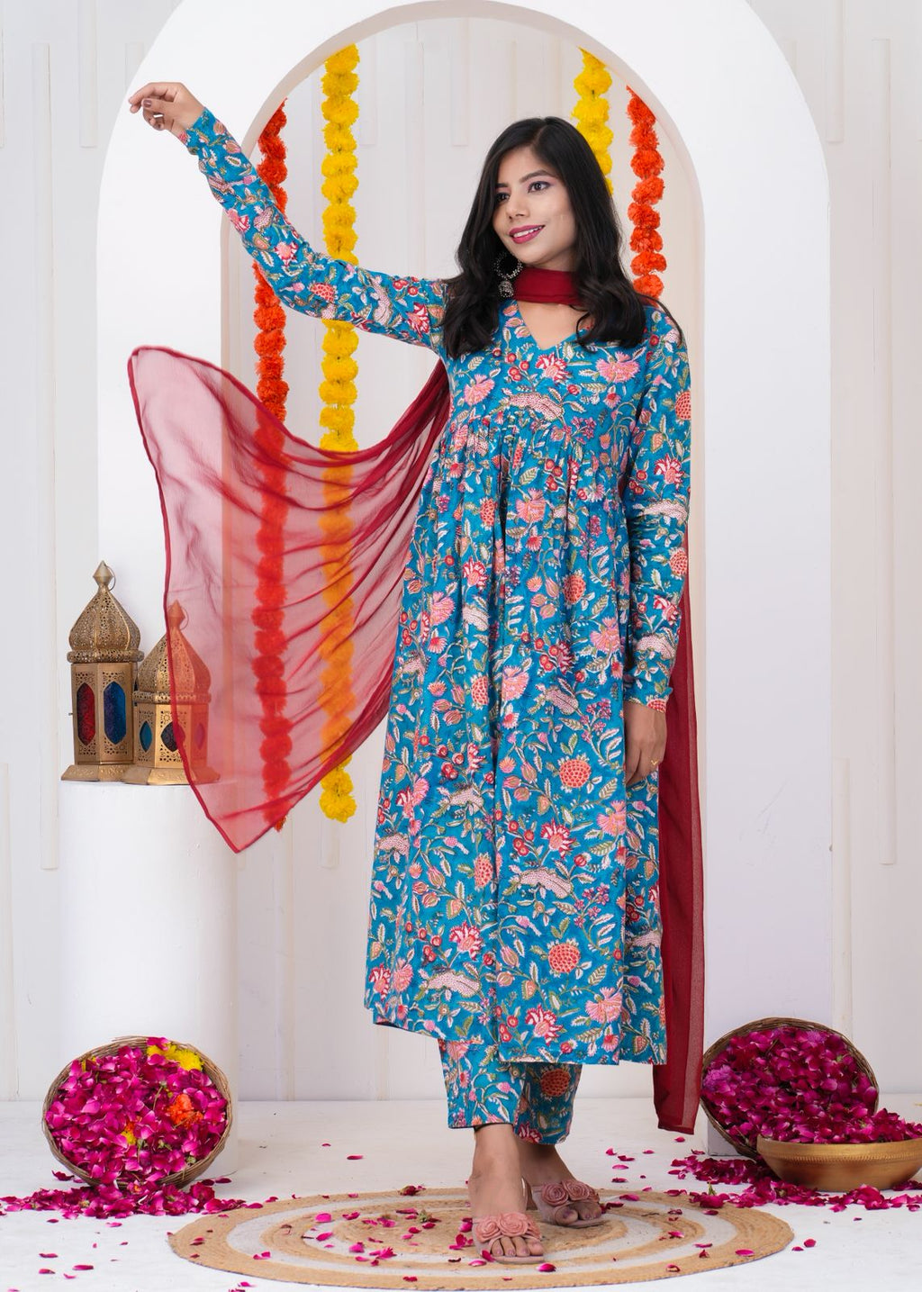 Blue Anarkali Suit Set