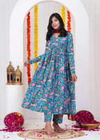 Blue Anarkali Suit Set